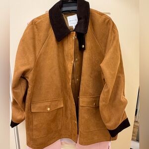 Avec Les Filles Tan Suede Jacket with Brown Accents